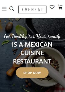 Everest theme mobile design for Shopify
