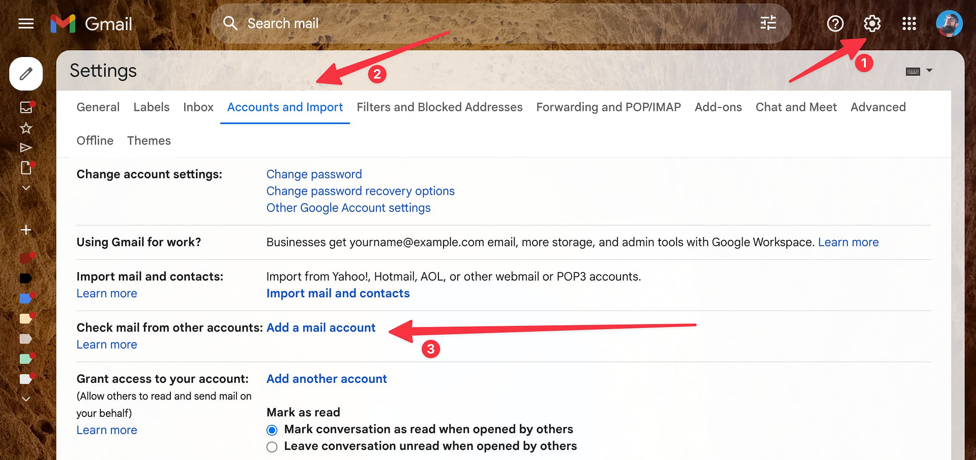 gmail accounts settings