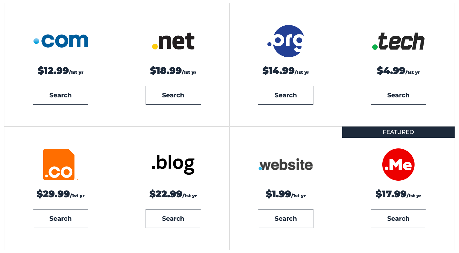 Bluehost domains