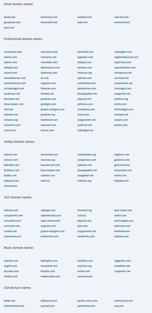mail.com domains